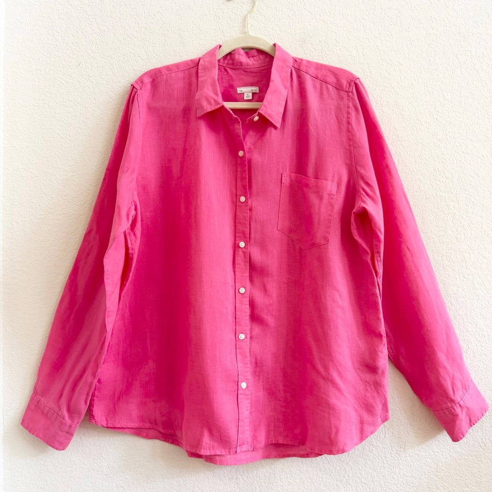 Gap Womens 100% Linen Long Sleeve Button Down Shirt Sz XL Breezy Resortwear